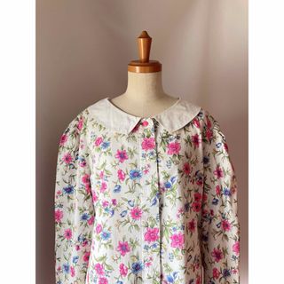 ロキエ(Lochie)のused レトロ 白襟 花柄ブラウス 古着 ヴィンテージ vintage(シャツ/ブラウス(長袖/七分))