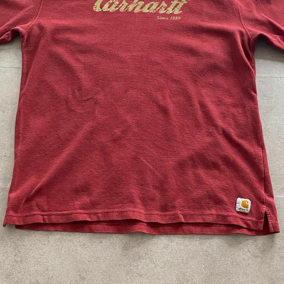 carhartt(カーハート)のカーハート　長袖カットソー　プリントロゴ　ブランドロゴ　古着　レッド　XL メンズのトップス(Tシャツ/カットソー(七分/長袖))の商品写真