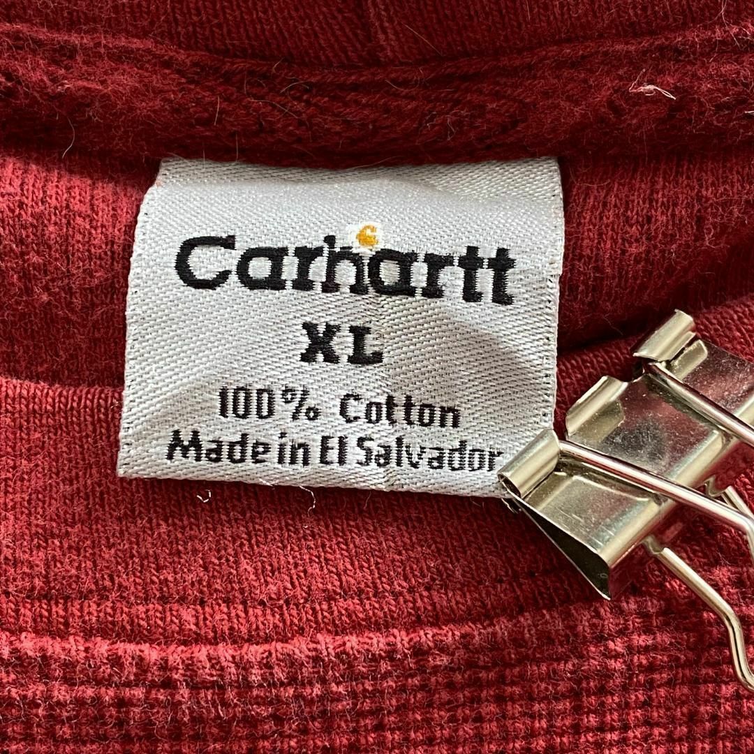 carhartt(カーハート)のカーハート　長袖カットソー　プリントロゴ　ブランドロゴ　古着　レッド　XL メンズのトップス(Tシャツ/カットソー(七分/長袖))の商品写真