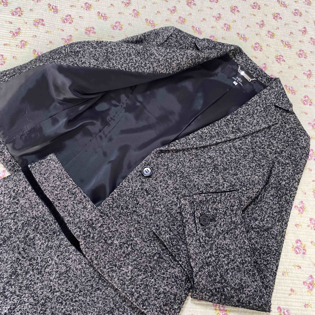 INED(イネド)のイネド スカートスーツ 7 W60 グレー 厚手 冬 未使用に近い DMW レディースのフォーマル/ドレス(スーツ)の商品写真