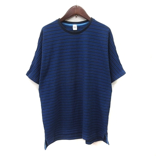 タケオキクチ(TAKEO KIKUCHI)のタケオキクチ Tシャツ カットソー ボーダー 半袖 2 青 ブルー 黒 ブラック(Tシャツ/カットソー(半袖/袖なし))