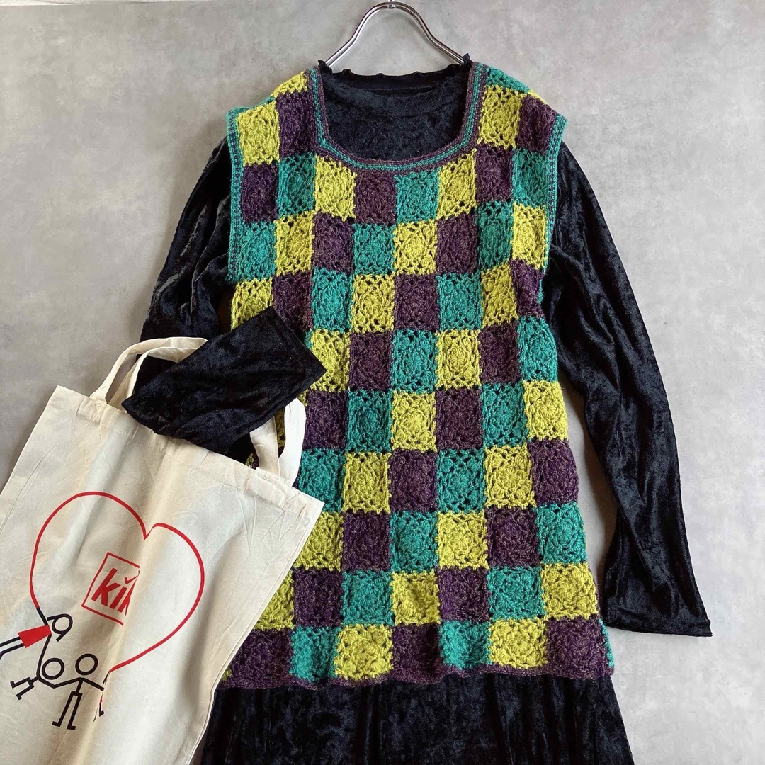 Lochie(ロキエ)のused レトロ モチーフ編み ベスト 古着 ヴィンテージ vintage レディースのトップス(ベスト/ジレ)の商品写真