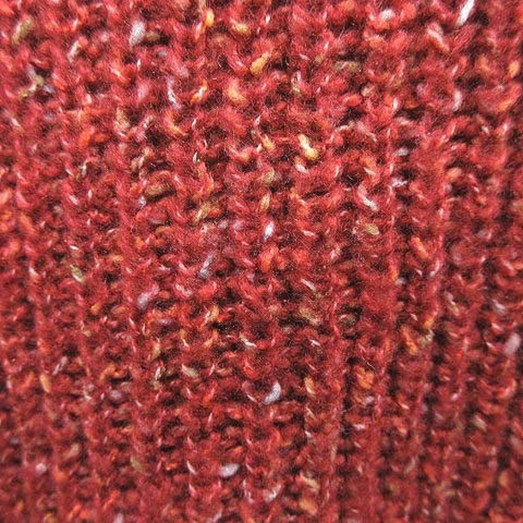 coen(コーエン)のコーエン ミックスニット セーター 長袖 バルーン袖 リブ M 赤 ■MO レディースのトップス(ニット/セーター)の商品写真
