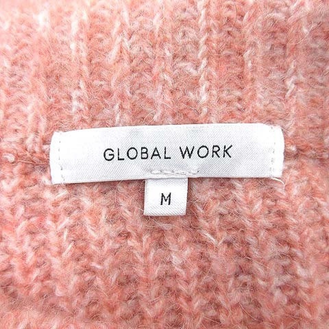 GLOBAL WORK(グローバルワーク)のグローバルワーク ミックスニット セーター 長袖 バルーン袖 リブ M ピンク レディースのトップス(ニット/セーター)の商品写真