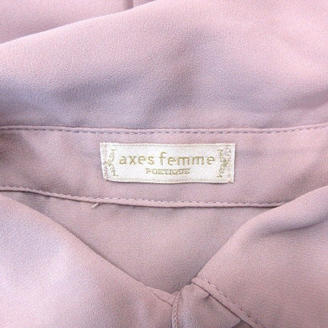 axes femme(アクシーズファム)のアクシーズファム シャツ ブラウス ラウンドカラー フリル 刺繍 七分袖 M 紫 レディースのトップス(その他)の商品写真