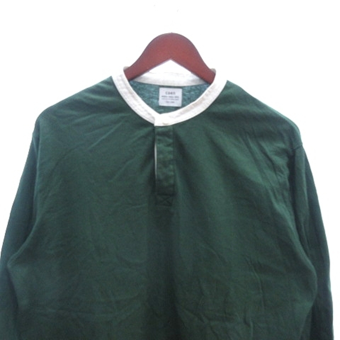 coen(コーエン)のコーエン カットソー Tシャツ ノーカラー パイピング 長袖 L 緑 グリーン メンズのトップス(Tシャツ/カットソー(七分/長袖))の商品写真
