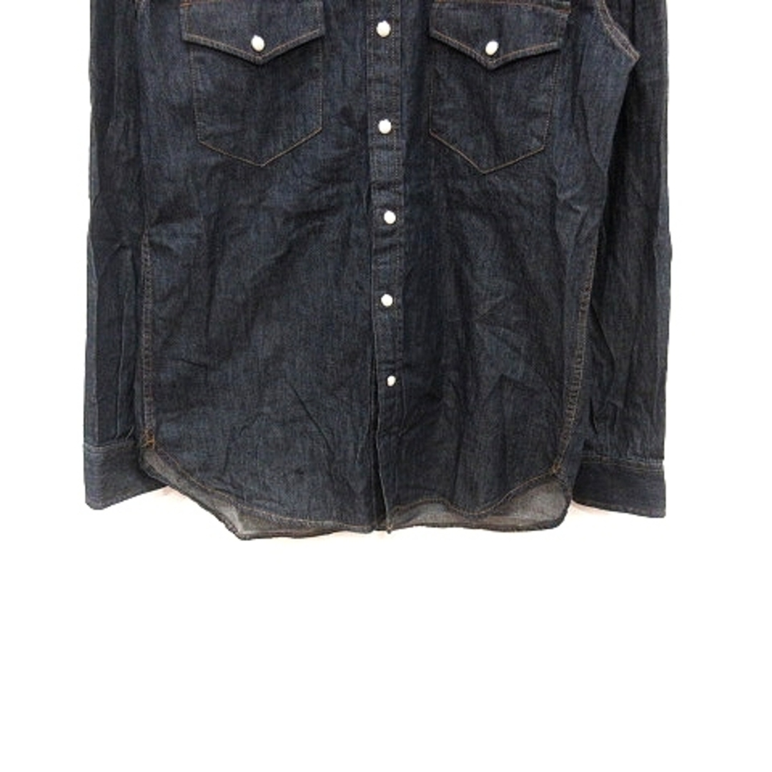 BROWNY(ブラウニー)のブラウニー シャンブレーシャツ ステンカラー 長袖 L 紺 ネイビー /AU メンズのトップス(シャツ)の商品写真