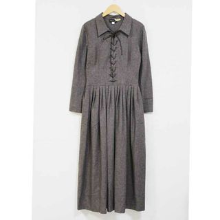 アニエスベー(agnes b.)の【秋物 新入荷】☆agnes b./アニエスベー☆レースアップウールシャツワンピース/サイドジップ/ポケット/無地/長袖/ロング丈 ブラウン/茶 レディース【中古】秋冬 421132(その他)