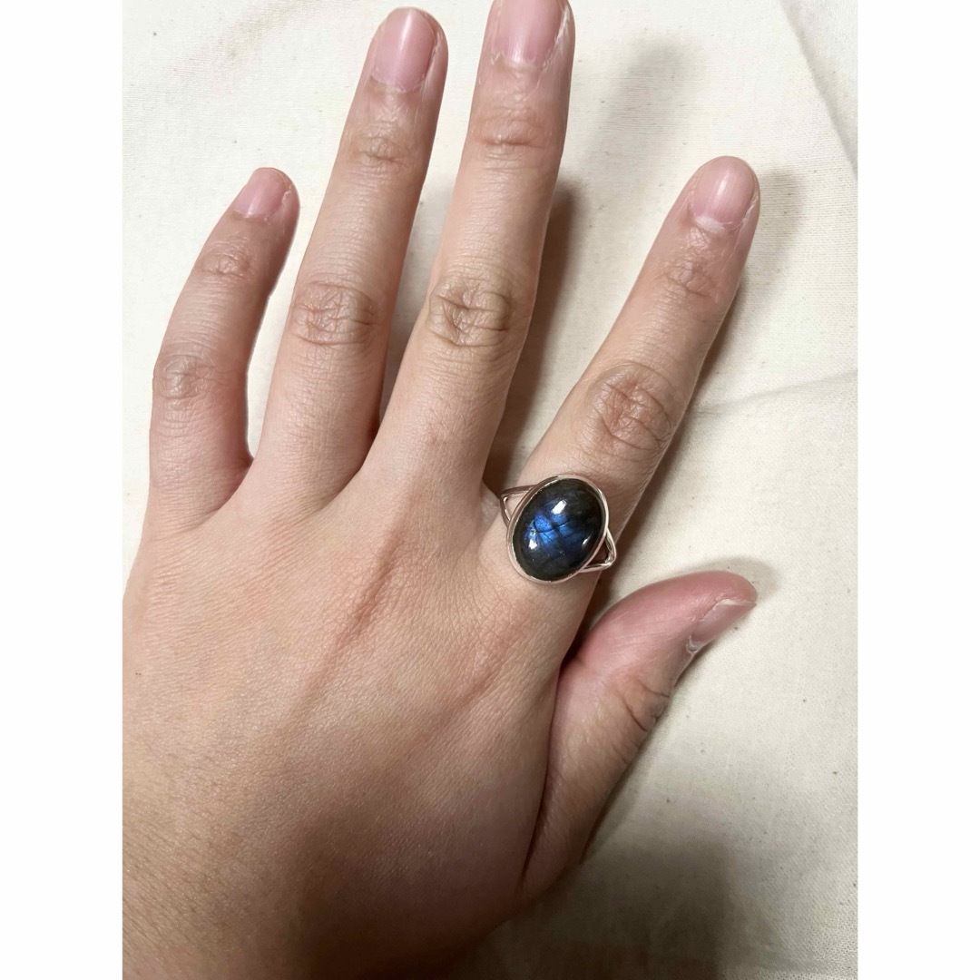 SILVER925 天然石シルバーリング高純度高質ブルーラブラドライト SILVER925 天然石シルバーリング高純度高質ブルーラブラドライト