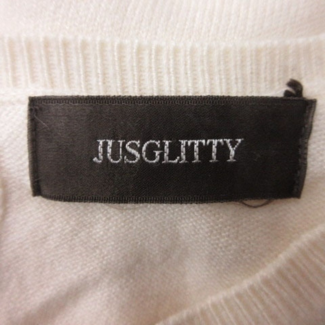 JUSGLITTY(ジャスグリッティー)のジャスグリッティー ニット カットソー アンゴラ混 ビジュー 長袖 2 白 レディースのトップス(ニット/セーター)の商品写真