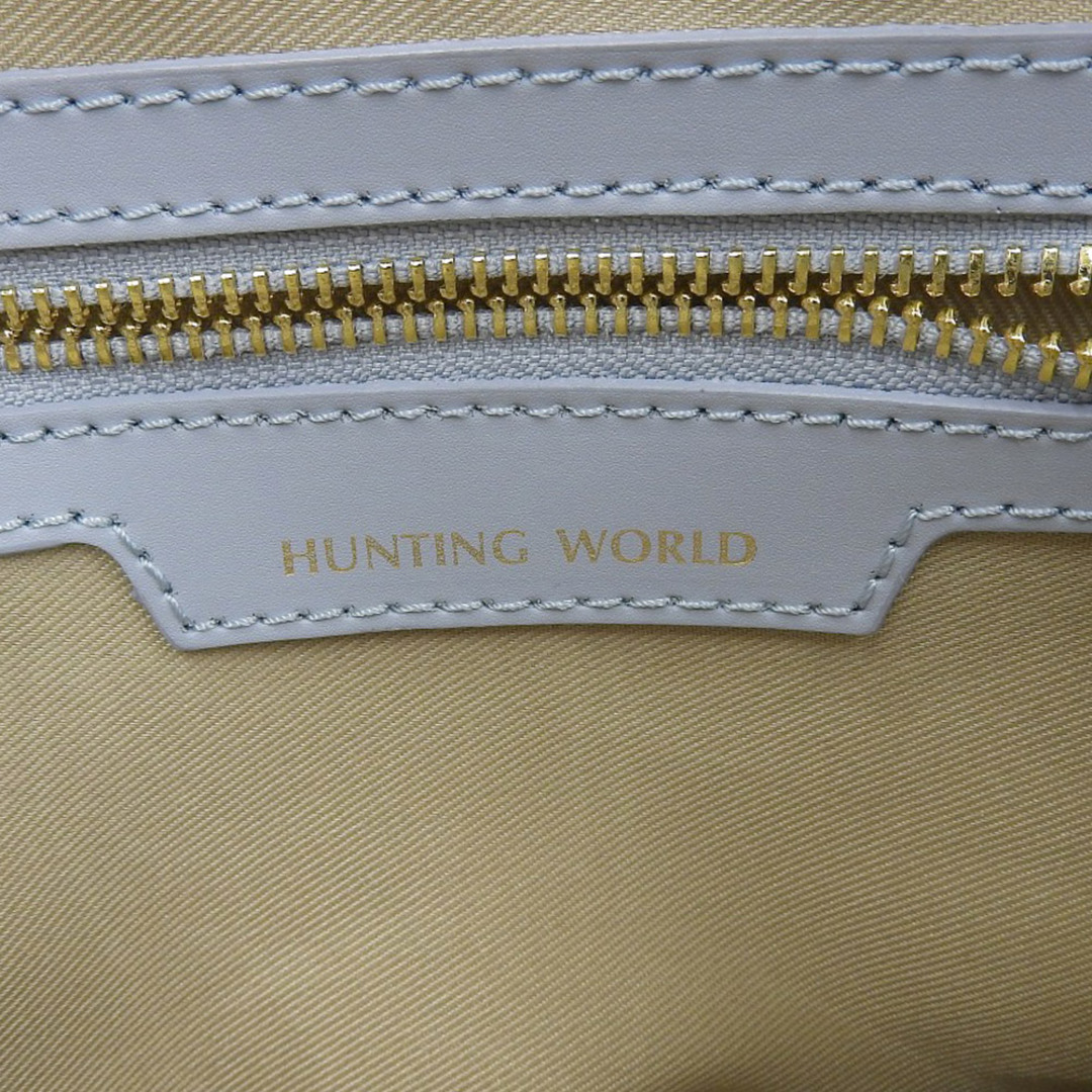 HUNTING WORLD(ハンティングワールド)の【本物保証】 超美品 ハンティングワールド HUNTING WORLD ロゴ 斜め掛け ショルダーバッグ レザー ライトブルー レディースのバッグ(ショルダーバッグ)の商品写真