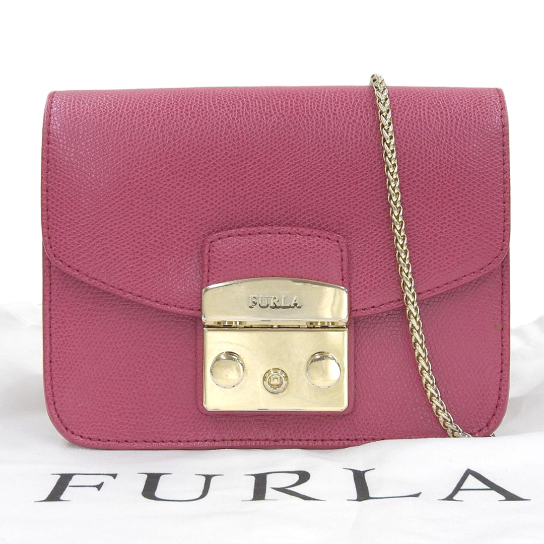 Furla(フルラ)の【本物保証】 布袋付 超美品 フルラ FURLA メトロポリス 斜め掛け チェーンショルダーバッグ レザー バイオレット レディースのバッグ(ショルダーバッグ)の商品写真