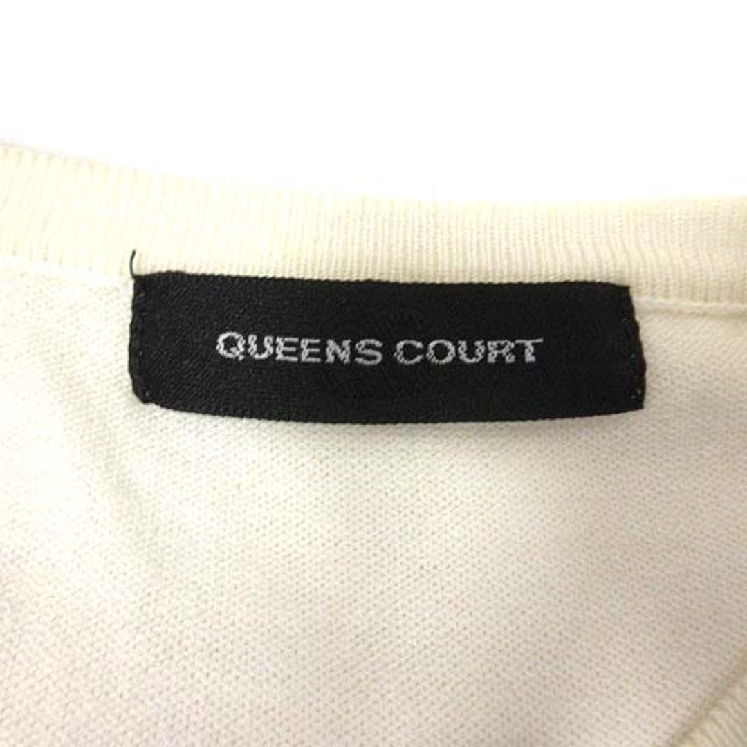 QUEENS COURT(クイーンズコート)のQUEENS COURT カーディガン ニット 刺しゅう 花柄 長袖 2 白 レディースのトップス(カーディガン)の商品写真