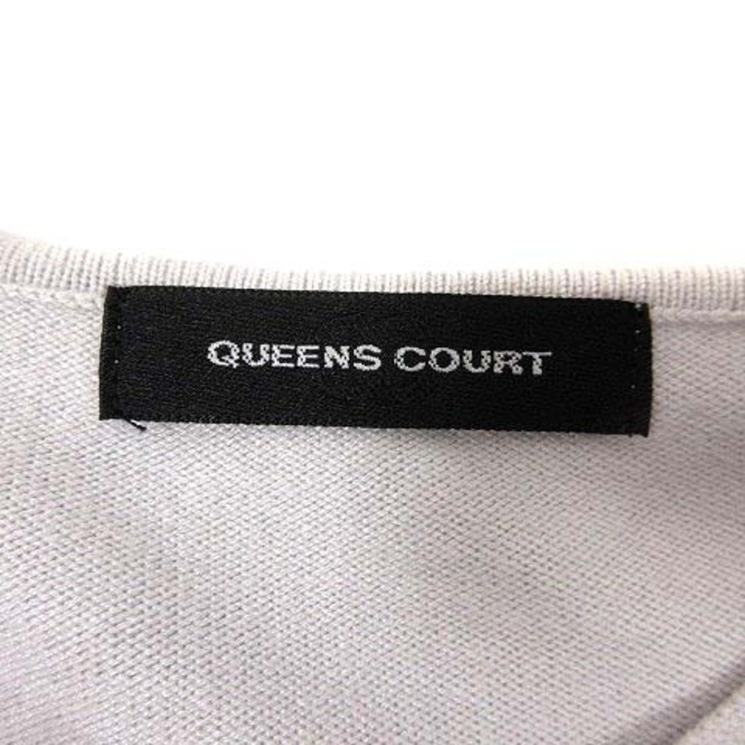 QUEENS COURT(クイーンズコート)のQUEENS COURT ニット カットソー 刺しゅう 花柄 2 ライトグレー レディースのトップス(ニット/セーター)の商品写真