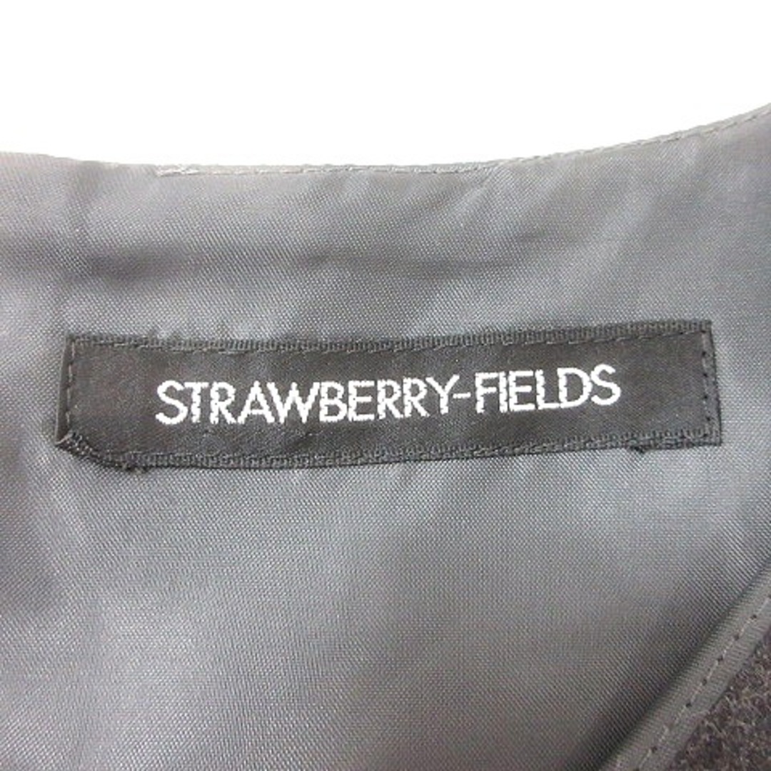 STRAWBERRY-FIELDS(ストロベリーフィールズ)のストロベリーフィールズ ワンピース ミニ 長袖 ウール ダークグレー レディースのワンピース(ロングワンピース/マキシワンピース)の商品写真