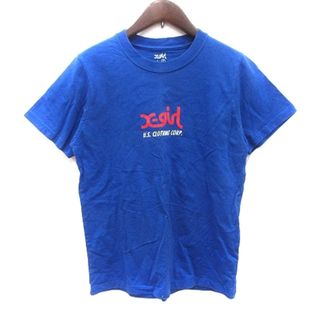 エックスガール(X-girl)のエックスガール カットソー Tシャツ クルーネック ロゴプリント 半袖 2 青(Tシャツ(半袖/袖なし))