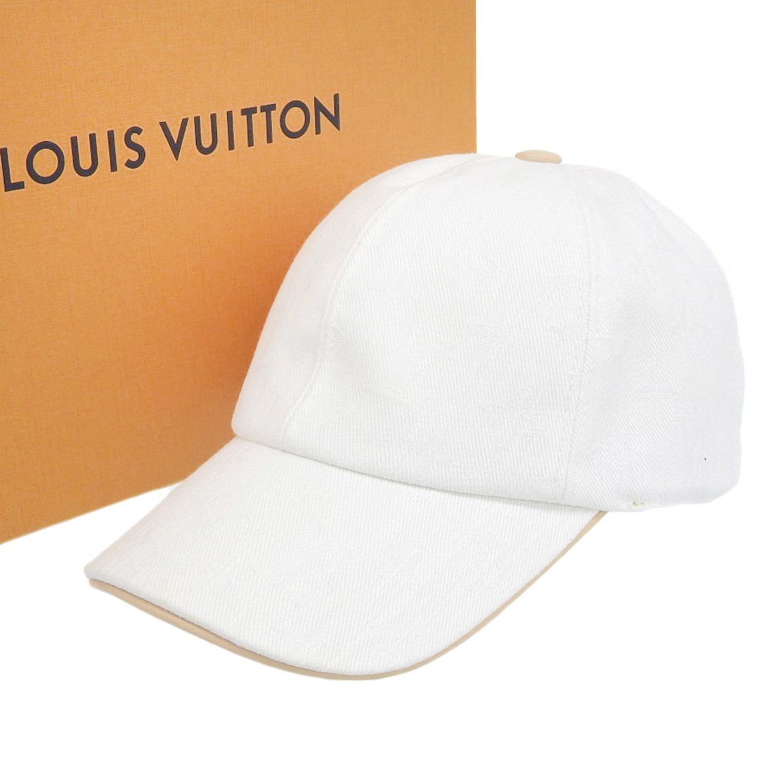 【本物保証】 箱付 超美品 ルイヴィトン LOUIS VUITTON モノグラム ビーマイキャップ ベースボールキャップ  帽子 白 M77537 希少 レア―カラー