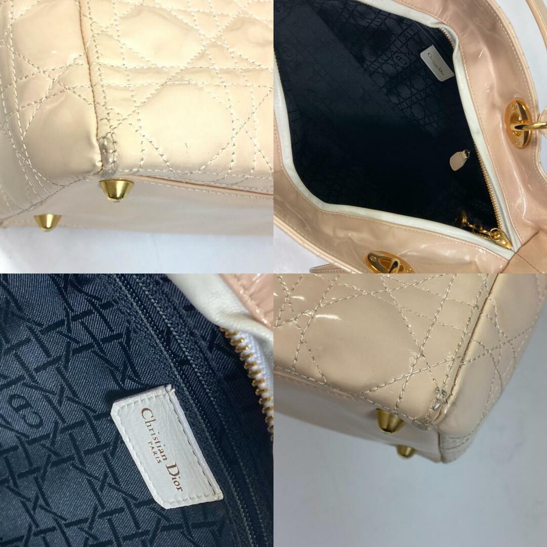 Dior(ディオール)のディオール Dior カナージュ レディディオール LADYDIOR カバン 2WAY ショルダーバッグ 肩掛け ハンドバッグ パテントレザー ベージュ系 レディースのバッグ(ハンドバッグ)の商品写真