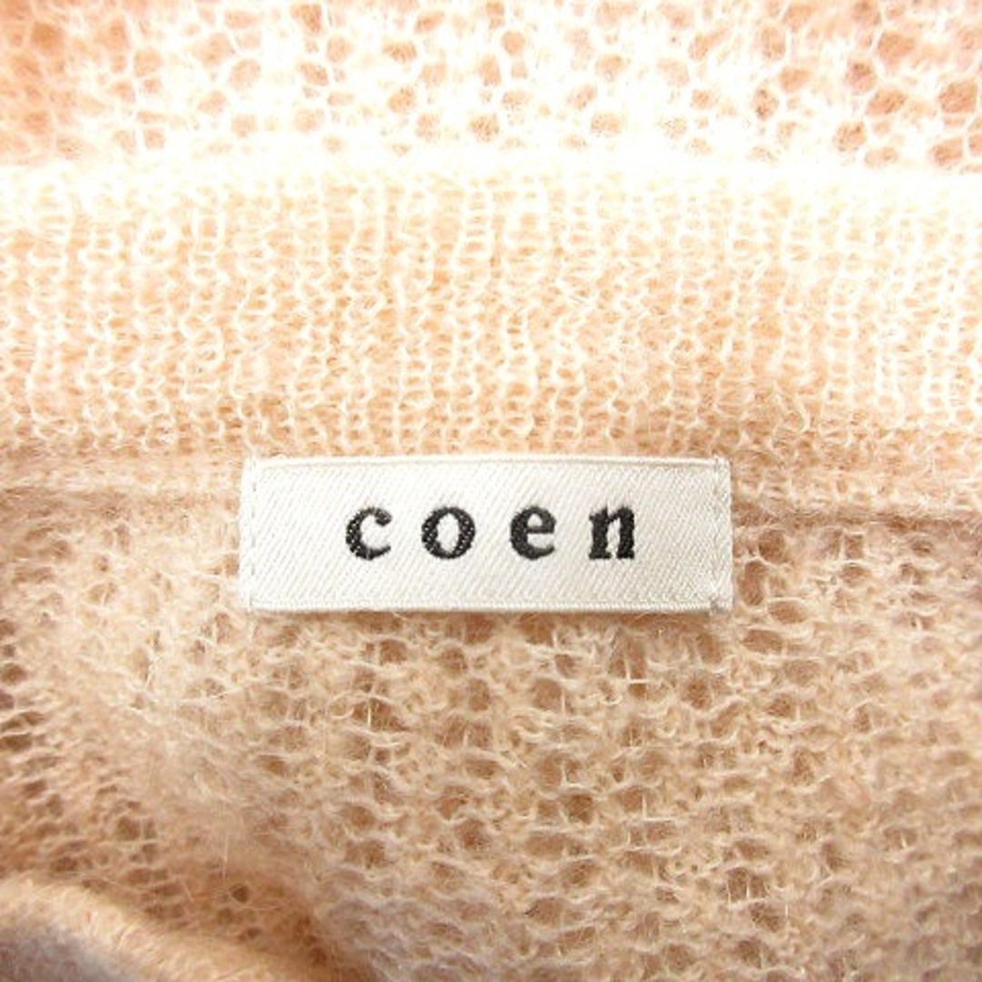 coen(コーエン)のコーエン ニットセーター スリットネック モヘヤ混 五分袖 F クリーム色 白 レディースのトップス(ニット/セーター)の商品写真