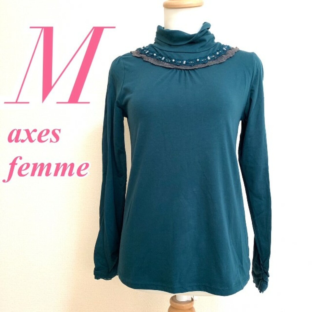 axes femme(アクシーズファム)のaxes femme　アクシーズファム　長袖カットソー　タートルネック　レース レディースのトップス(カットソー(長袖/七分))の商品写真