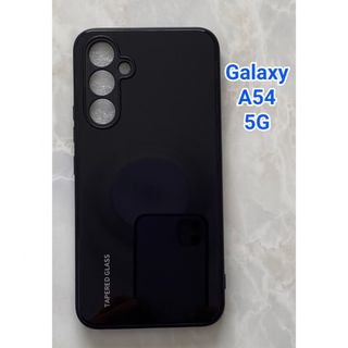 ギャラクシー(Galaxy)のシンプル&可愛い♪耐衝撃背面9HガラスケースGalaxyA54 5G ブラック黒(Androidケース)