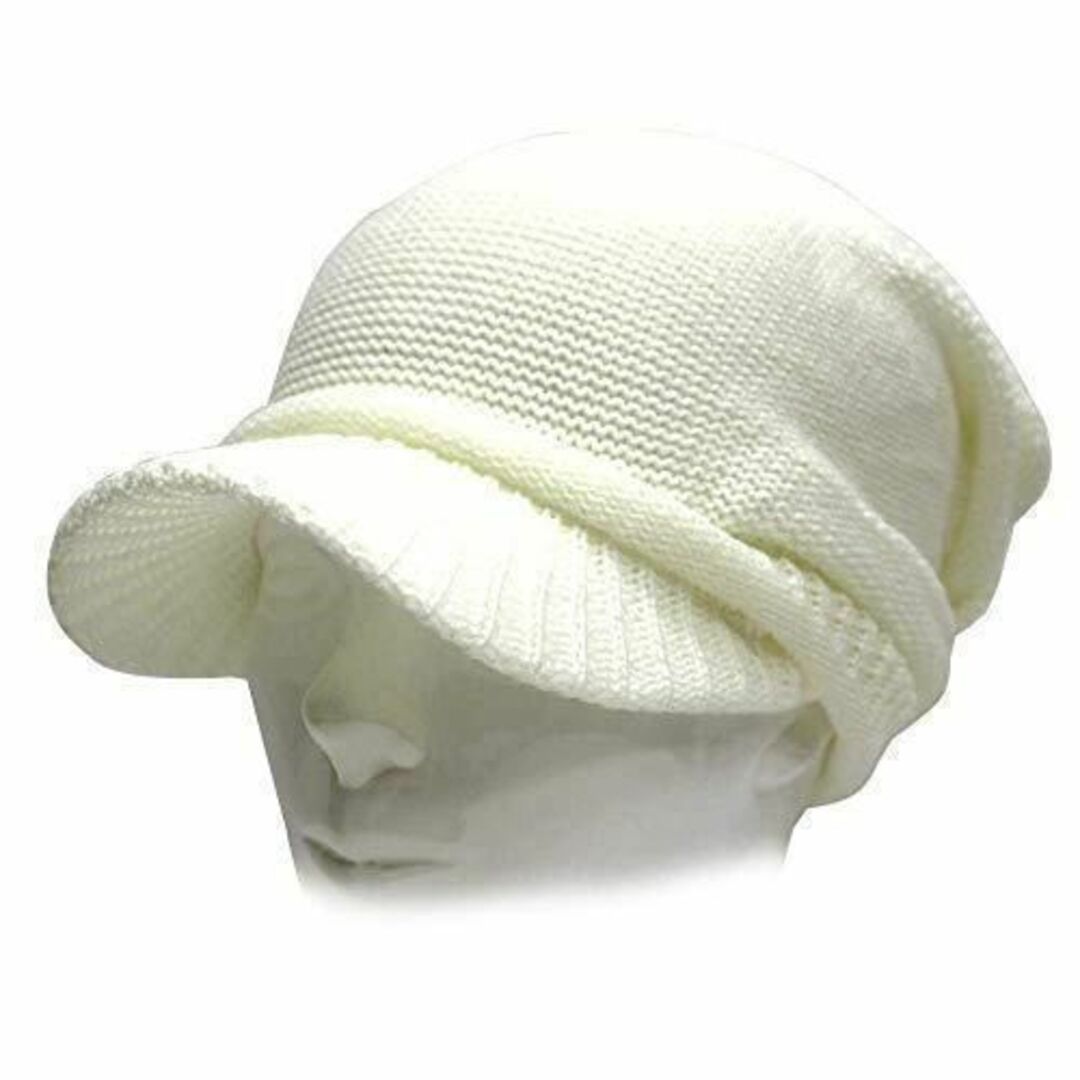 帽子 ニット お買い得 男女兼用セール ニットキャスケットシンプルAW　ホワイト レディースの帽子(キャスケット)の商品写真