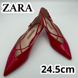 ザラ(ZARA)のZARA BASIC パンプス24.5cm レッド(ハイヒール/パンプス)