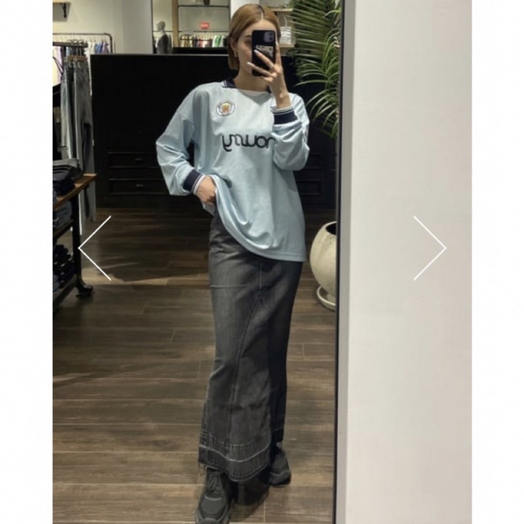 moussy(マウジー)の中町綾着用♡MOUSSY×UMBROコラボ♡UMBRO ユニフォーム♡ブルー レディースのトップス(Tシャツ(長袖/七分))の商品写真