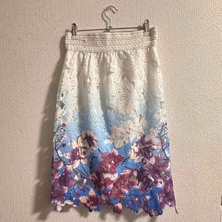 【刺繍】レーススカート(ひざ丈スカート)