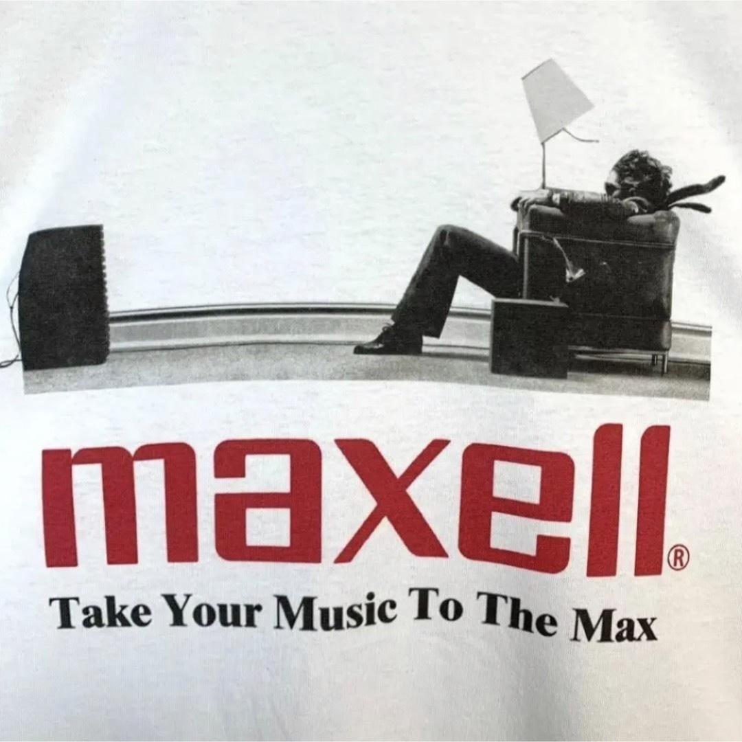 XLサイズロンTティーシャツ長袖MaxellマクセルTシャツ企業物ロングスリーブブラックフラッグ