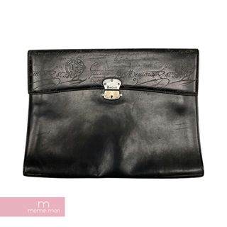 ベルルッティ(Berluti)のBerluti Scrit Calligraphy Clutch Bag ベルルッティ スクリットカリグラフィクラッチバッグ レザー ヴィンテージロゴ エクリトワール ブラック【231206】【中古-C】【me04】(セカンドバッグ/クラッチバッグ)