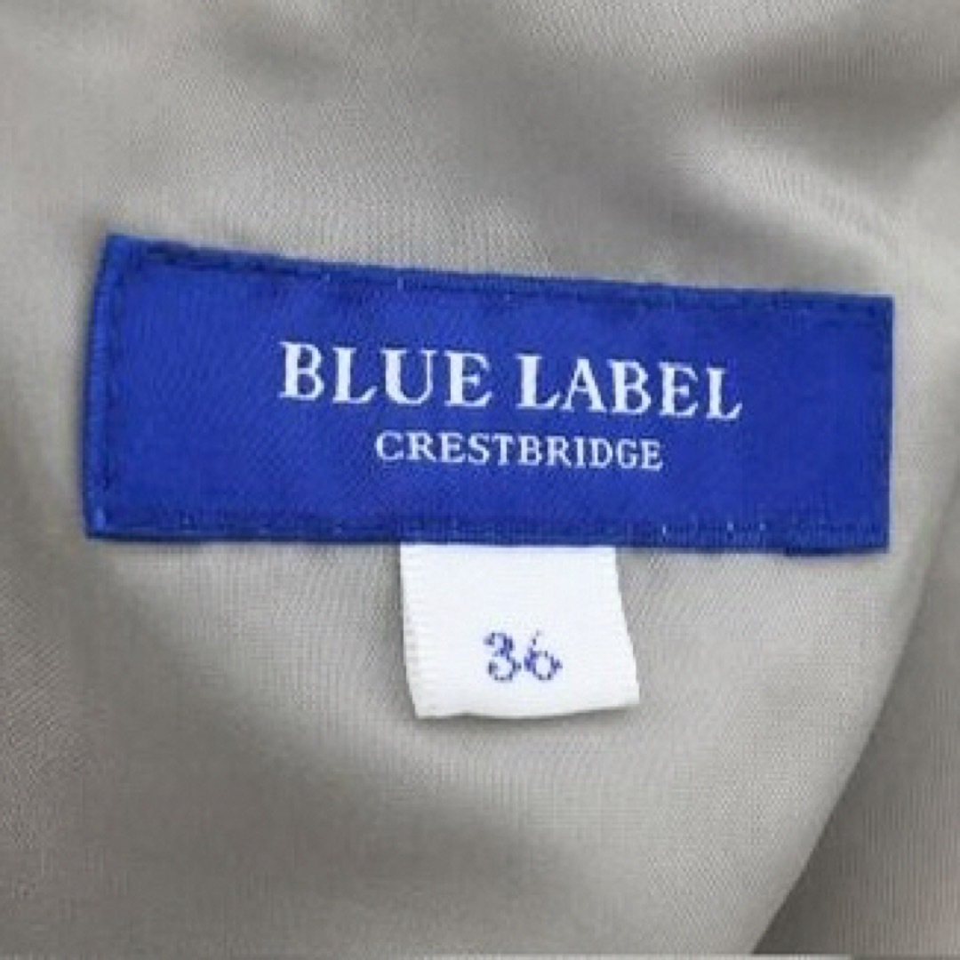 BLUE LABEL CRESTBRIDGE(ブルーレーベルクレストブリッジ)のブルーレーベルクレストブリッジ　チェックニット袖コンビワンピース　36 レディースのワンピース(ひざ丈ワンピース)の商品写真