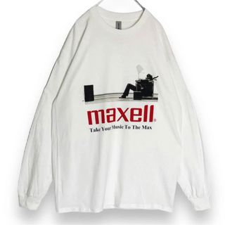 Maxellマクセル ロンTティーシャツ長袖XXLサイズ企業物ロングスリーブ白(Tシャツ/カットソー(七分/長袖))