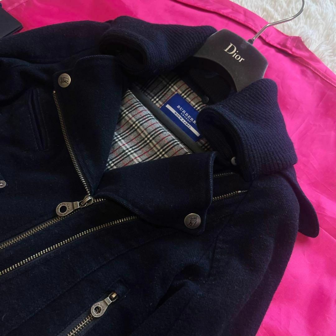 BURBERRY BLUE LABEL(バーバリーブルーレーベル)の【良品】BURBERRY BLUE LABEL ライダースジャケット 38 紺 レディースのジャケット/アウター(ライダースジャケット)の商品写真