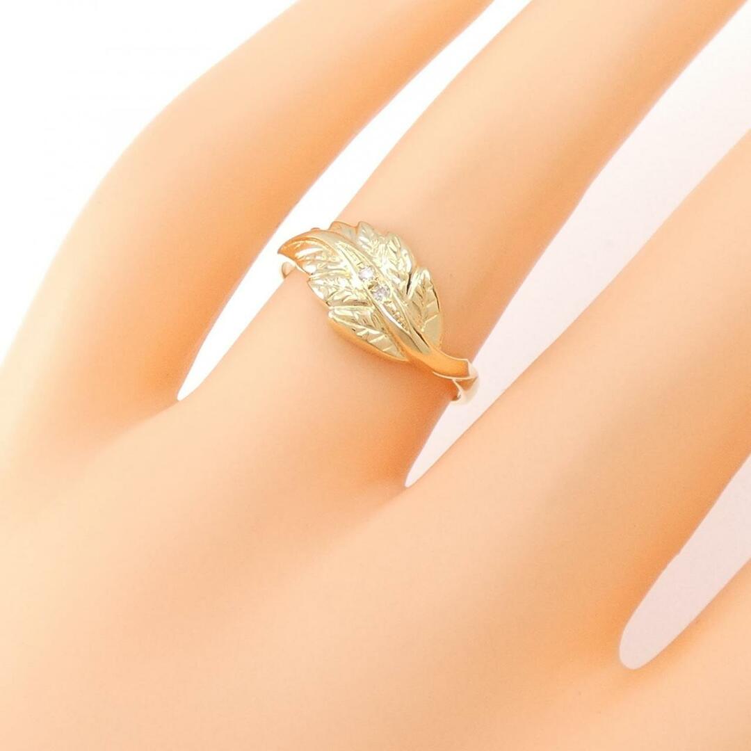 K18YG リーフ ダイヤモンド リング レディースのアクセサリー(リング(指輪))の商品写真
