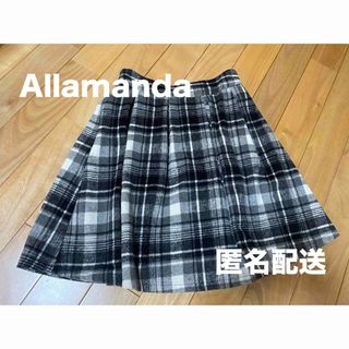 アラマンダ(allamanda)のアラマンダ　チェックスカート　白黒(ひざ丈スカート)