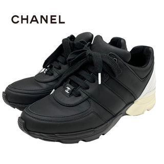 シャネル(CHANEL)のシャネル CHANEL スニーカー 靴 シューズ レザー ブラック ホワイト 黒 ココマーク(スニーカー)