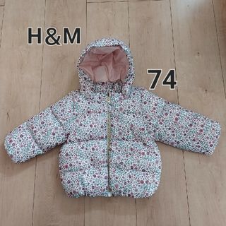 エイチアンドエム(H&M)の新品同様♡H＆M 花柄 ダウン風ジャケット 女の子 70~80(ジャケット/コート)