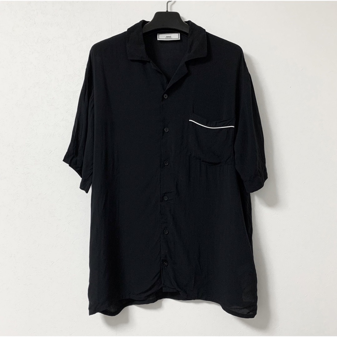 商品説明Ami アミアレクサンドルマテュッシ レーヨン ボーリング シャツ S 黒