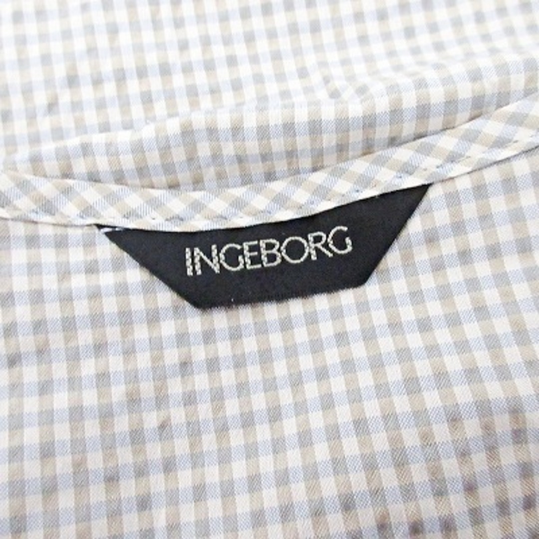 INGEBORG - インゲボルグ ピコフリル ノーカラー ブラウス シャツ 半袖 ...