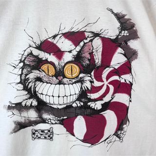 白XLサイズ不思議の国のアリスチシャ猫Alices両面ロンTシャツロンティー長袖(Tシャツ/カットソー(七分/長袖))