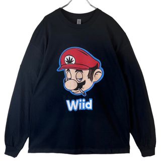 黒長袖サイズ2XLWiidウィードマリオロンティーTシャツ大麻ロングスリーブ(Tシャツ/カットソー(七分/長袖))