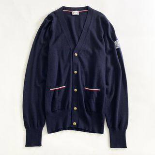 モンクレール(MONCLER)の42L7 イタリア製 MONCLER モンクレール MAGLIA TRICOT CARDIGAN M ネイビー カーディガン 羽織 Vネック ワッペン(カーディガン)