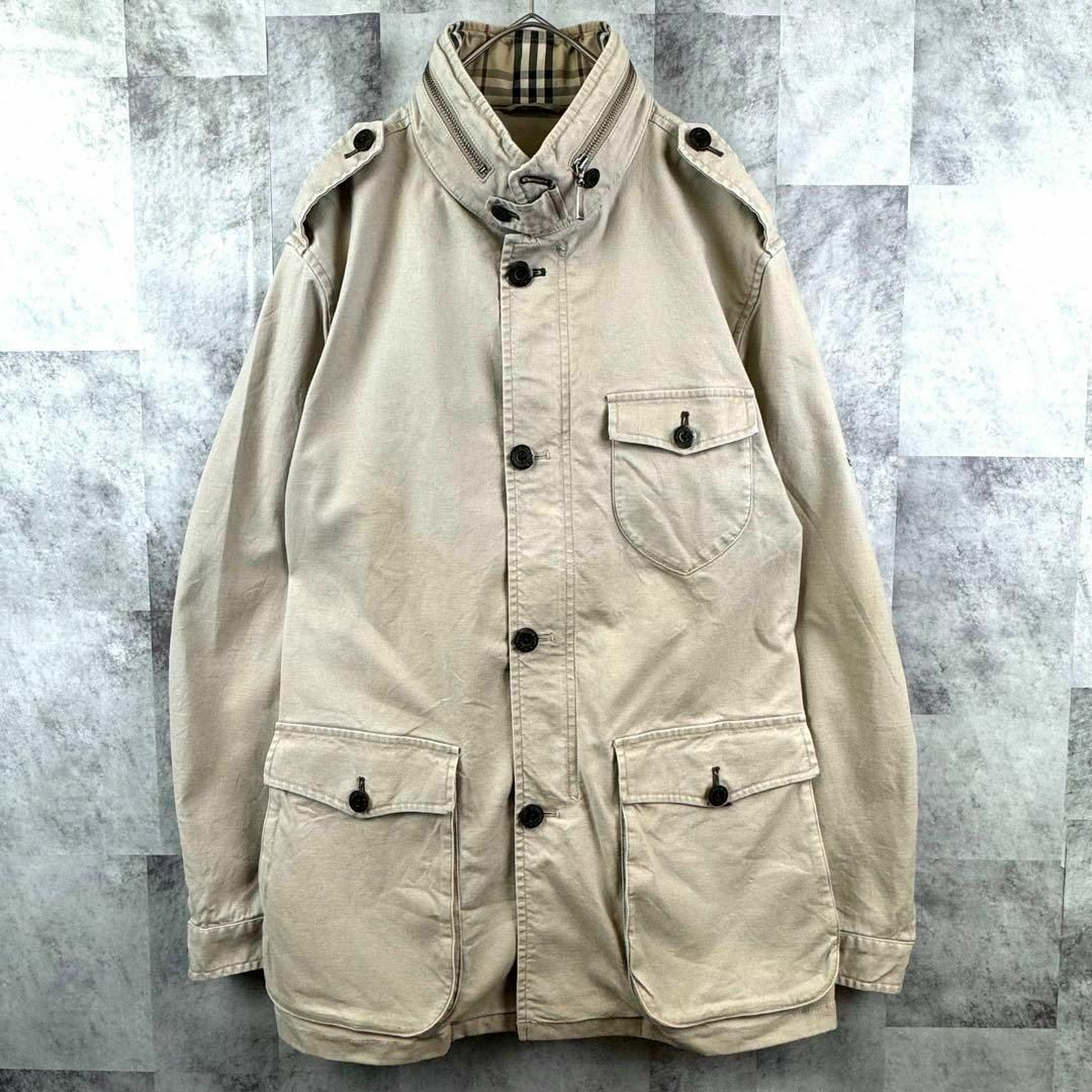 BURBERRY BLACK LABEL(バーバリーブラックレーベル)のバーバリーブラックレーベル ミリタリージャケット ノバチェック裏地 ベージュ L メンズのジャケット/アウター(ミリタリージャケット)の商品写真