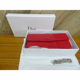 クリスチャンディオール(Christian Dior)のK名029/ DIOR キルティング エナメル 財布 ピンク系 箱 保存袋付(財布)