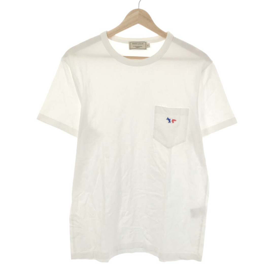 MAISON KITSUNE'(メゾンキツネ)のMAISON KITSUNE メゾンキツネ トリコロールフォックスパッチクルーネックTシャツ ホワイト S KMM-29000-A メンズのトップス(Tシャツ/カットソー(半袖/袖なし))の商品写真