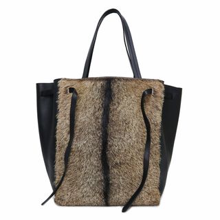 セリーヌ(celine)のセリーヌ カバ ファントム ファー トートバッグ カーフスキン レザー ゴートファー ブラウン ブラック 茶 黒 ゴールド金具 174143A32.19BR 国内未入荷 CELINE（美品）(トートバッグ)