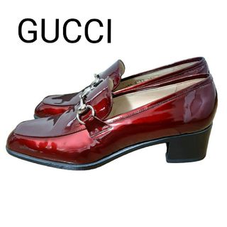 グッチ(Gucci)の購入12万円 GUCCI レディース エナメルローファー ヒール新品交換済み(ローファー/革靴)