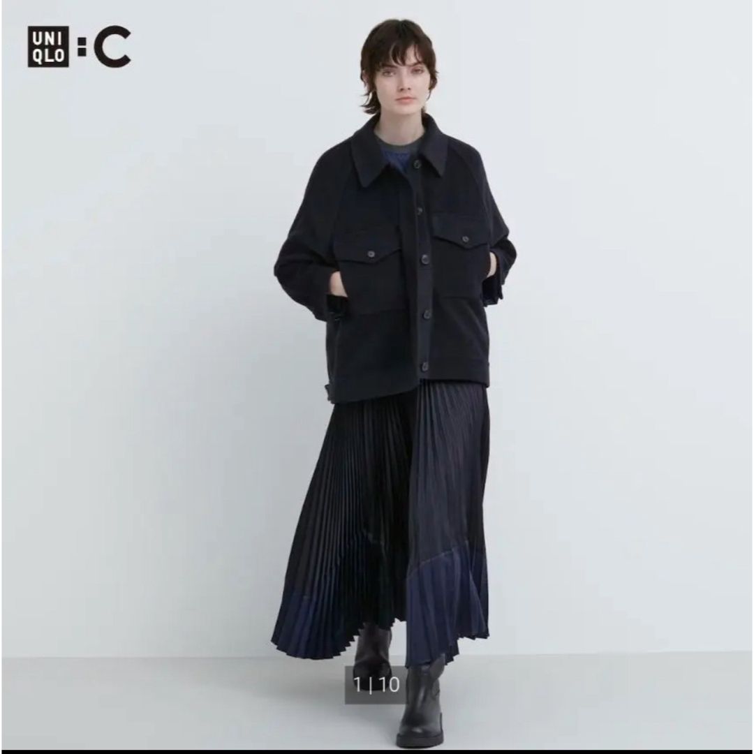 【新品未使用】UNIQLO:C プリーツ カラーブロック スカート XS 黒