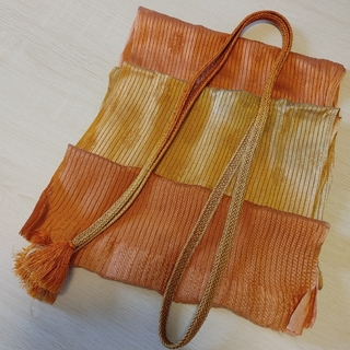 夏物絽のオレンジ系茶色の帯揚げ・帯締めセット(和装小物)